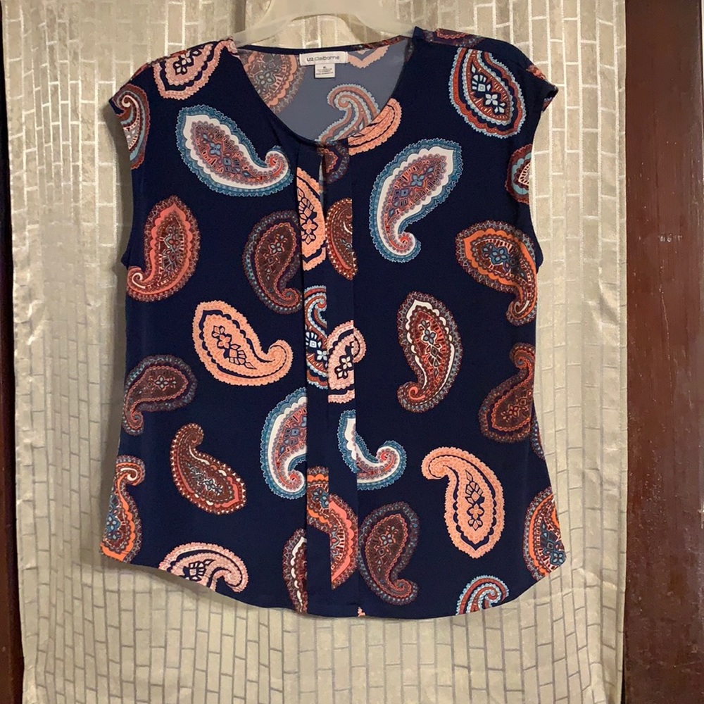 Blue and orange paisley tank